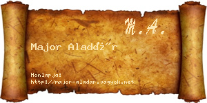 Major Aladár névjegykártya